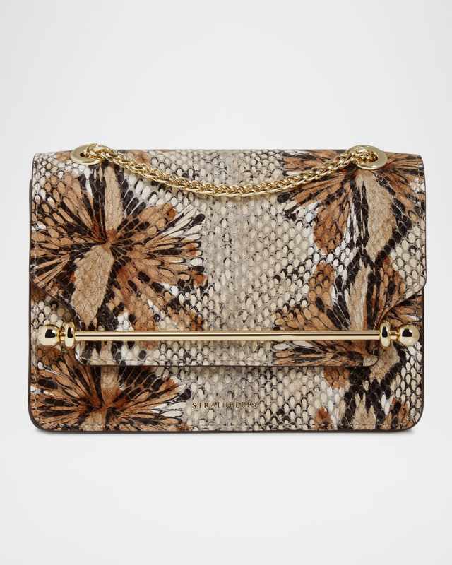 East-West Mini Snake-Embossed Leather Crossbody Bag